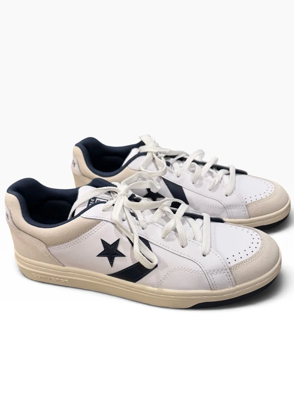 NEW Converse Pro Blaze Classic Ox Leather White Navy Shoes Mens Sz 11